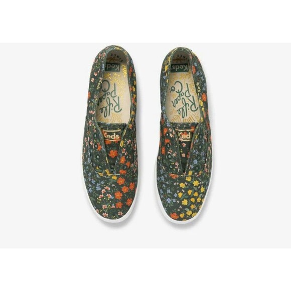 Keds Womens Rifle Paper Company Chillax Floral Slip On Shoes Size 8 Green - Picture 1 of 10